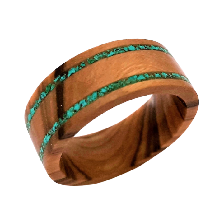 Turquoise Double Inlay Flat Band